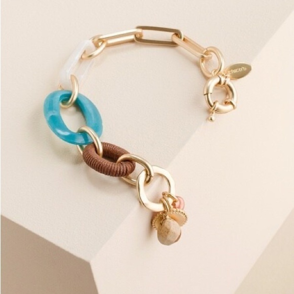 Chico's | Women's Boho Western Chunky Multicolored Open Link Clasp Bracelet NWT
